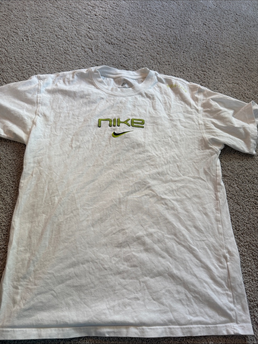 Nike White Short Sleeve Tee with Lime Green Logo